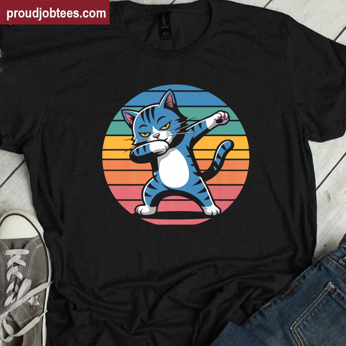 Dabbing Cat Cute Graphic Tee Shirt