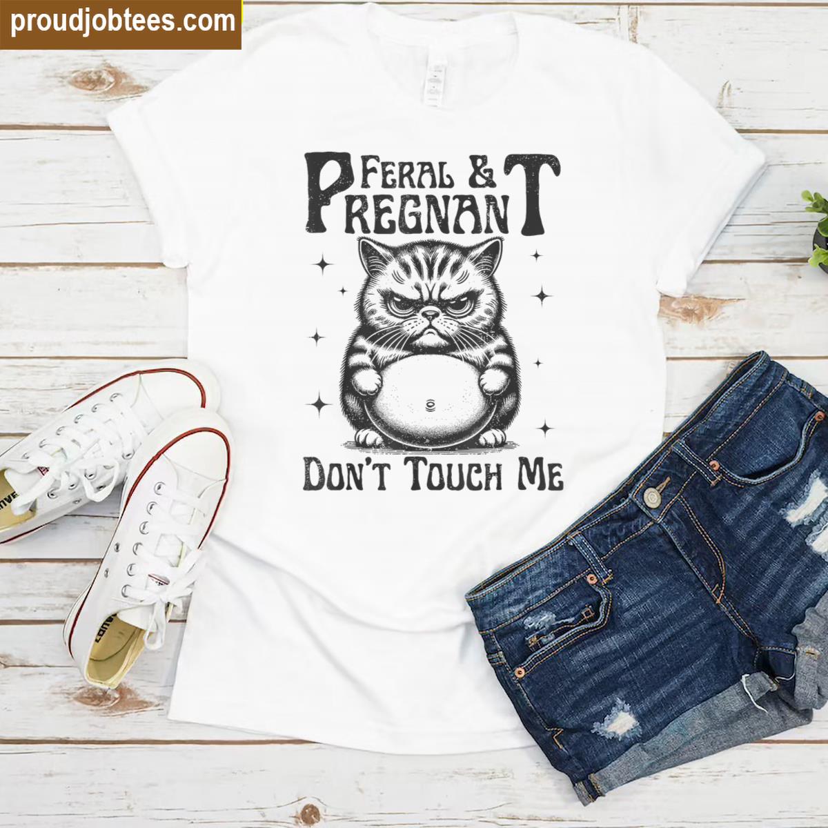Dont Touch Me Pregnancy Cat Tee Shirt