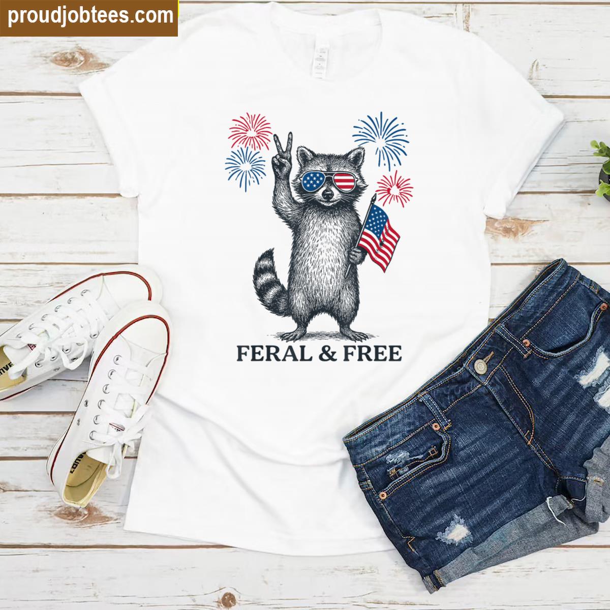 Feral Raccoon 4th Of July Tee Shirt
