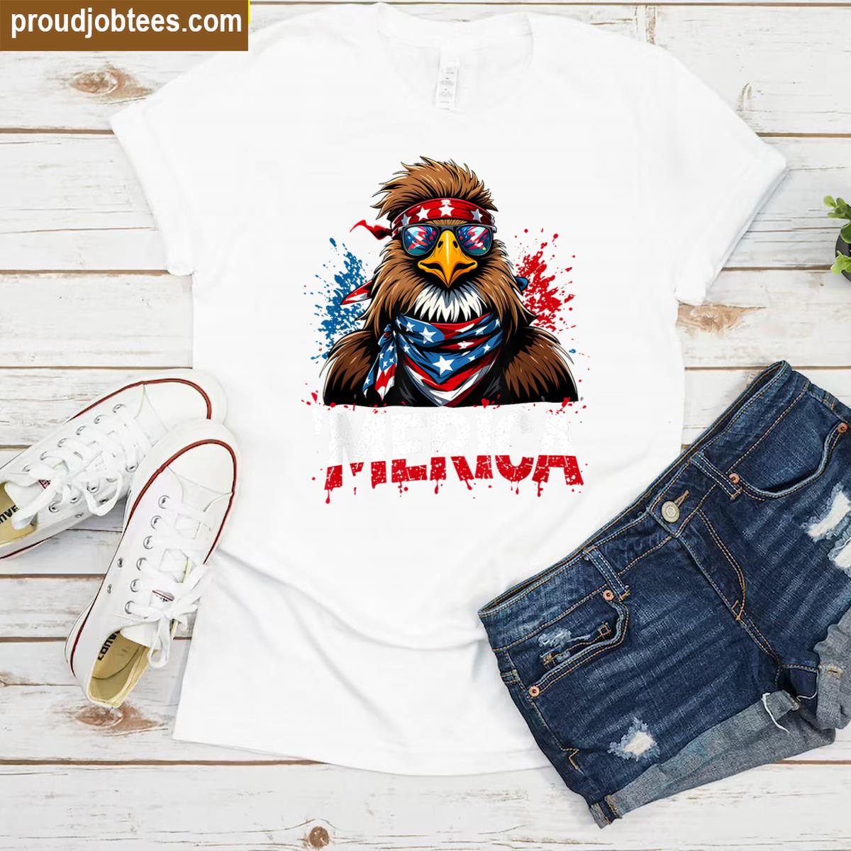 Funny American Flag Bigfoot Tee Shirt