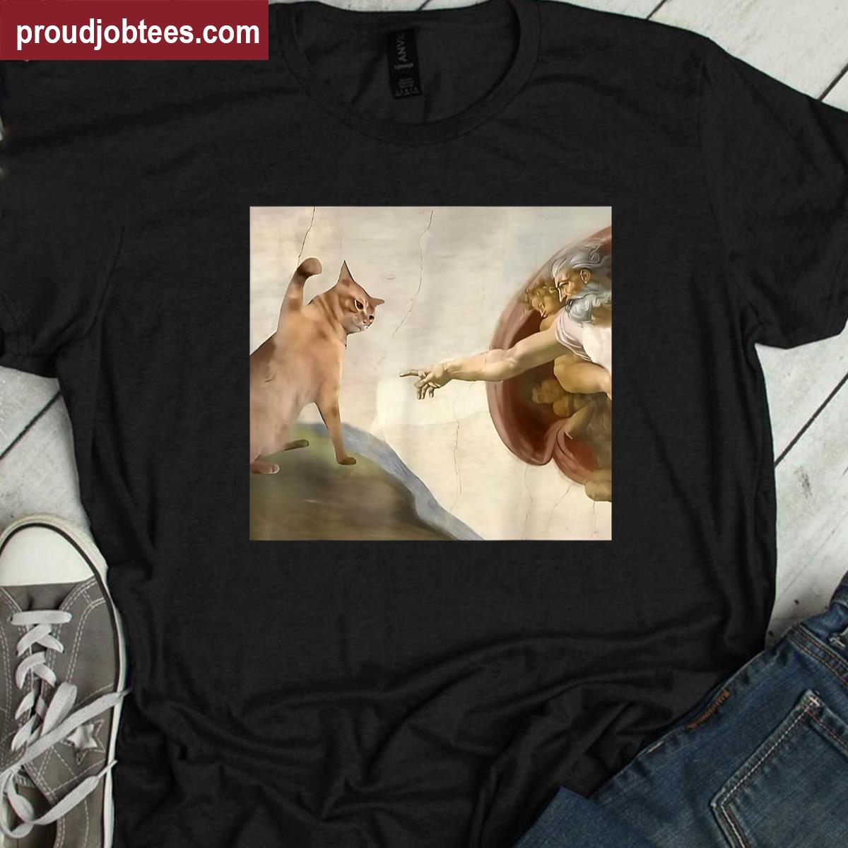 Funny Cat God Creation Tee Shirt