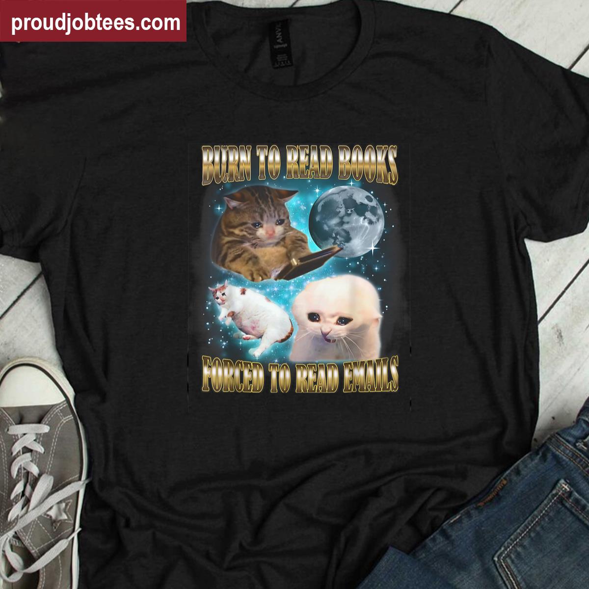 Funny Cat Meme Reading Tee Shirt