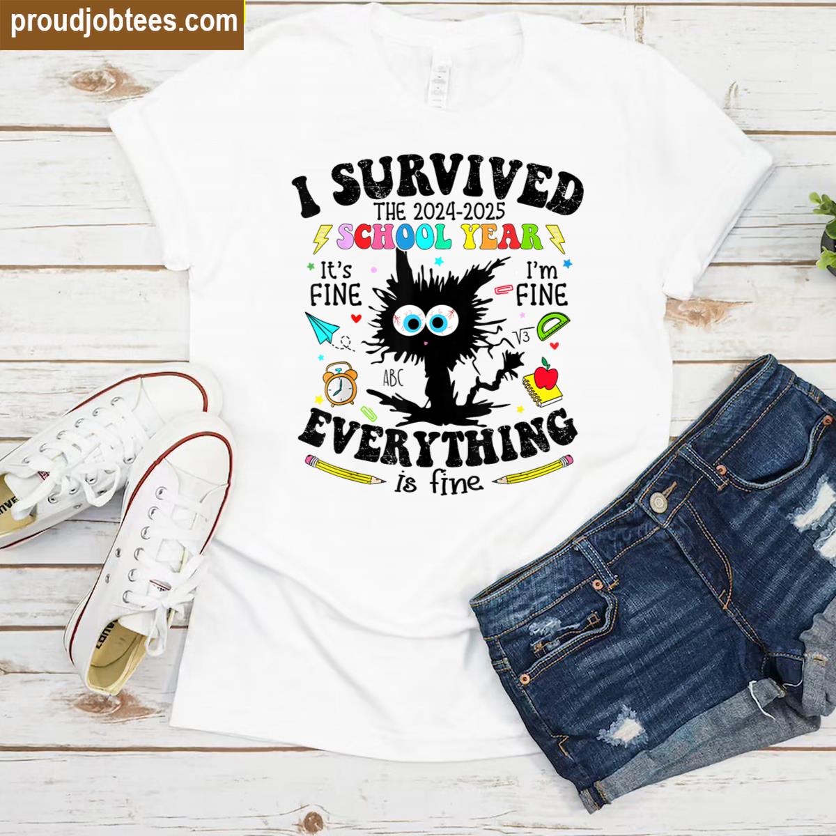Funny Cat School Year 2025 Shirt