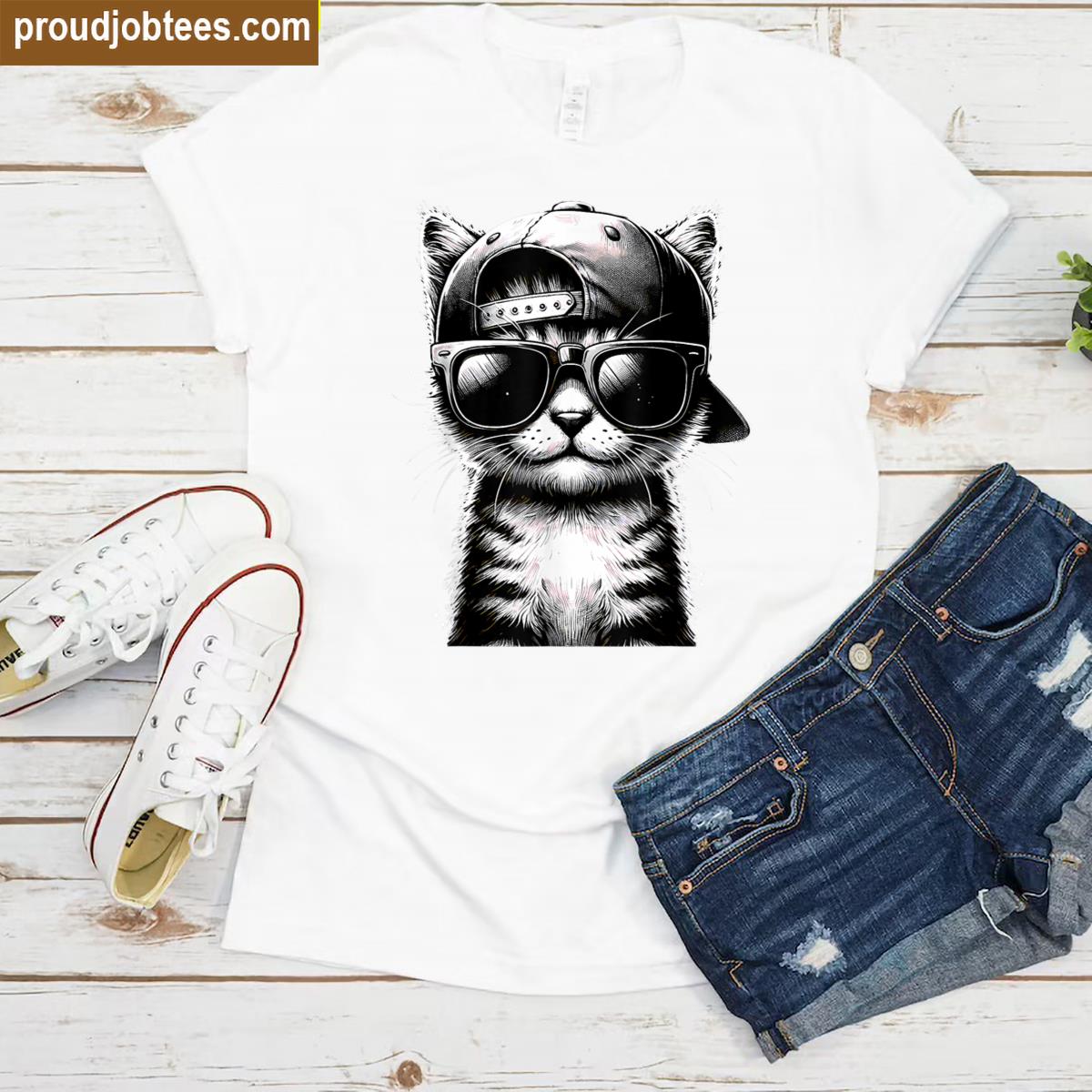 Funny Cat Sunglasses Tee Shirt