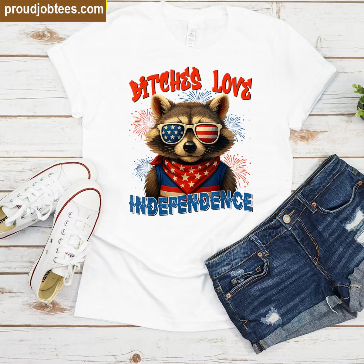 Funny Patriotic Raccoon Tee Shirt