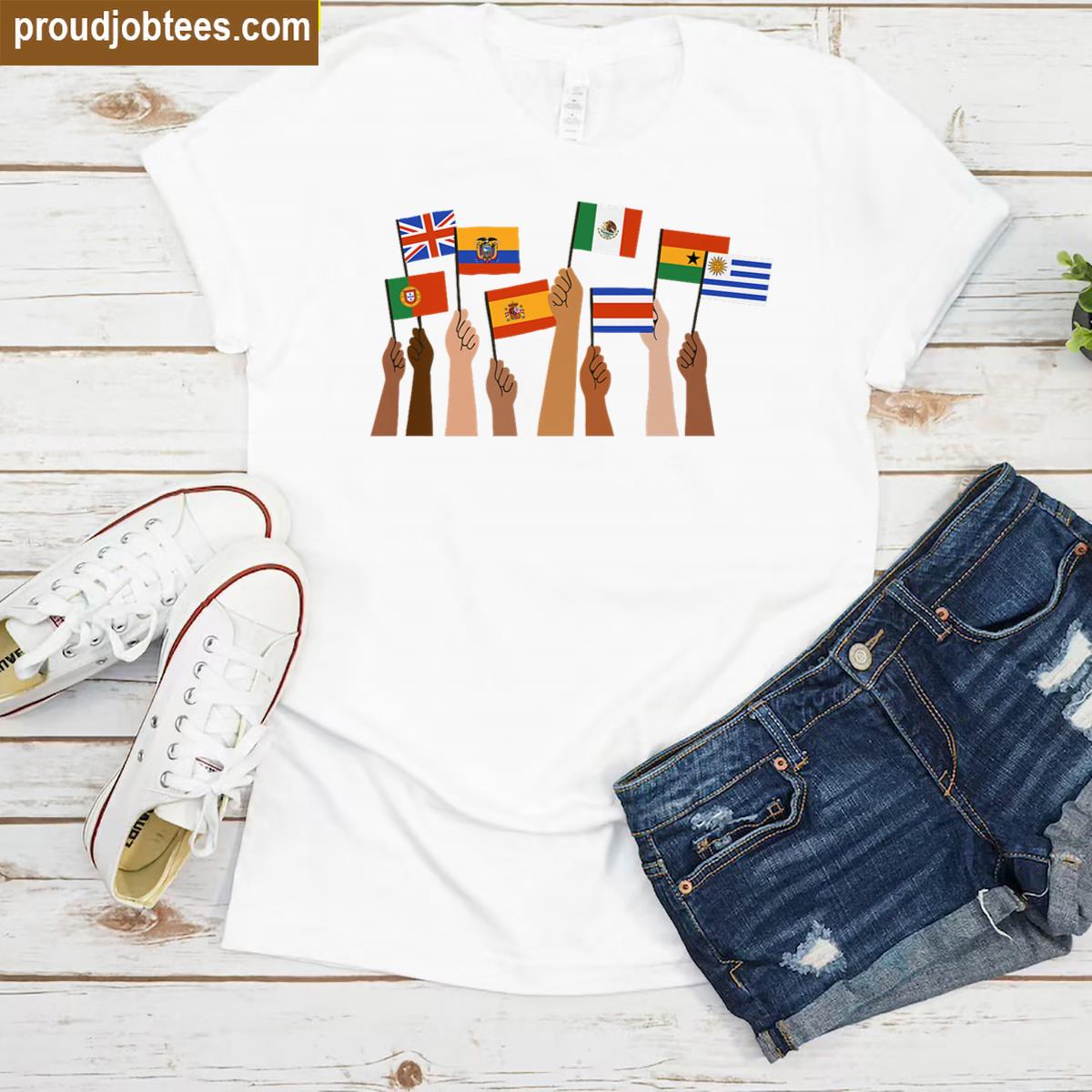 Hands Flags Graphic Tee Shirt