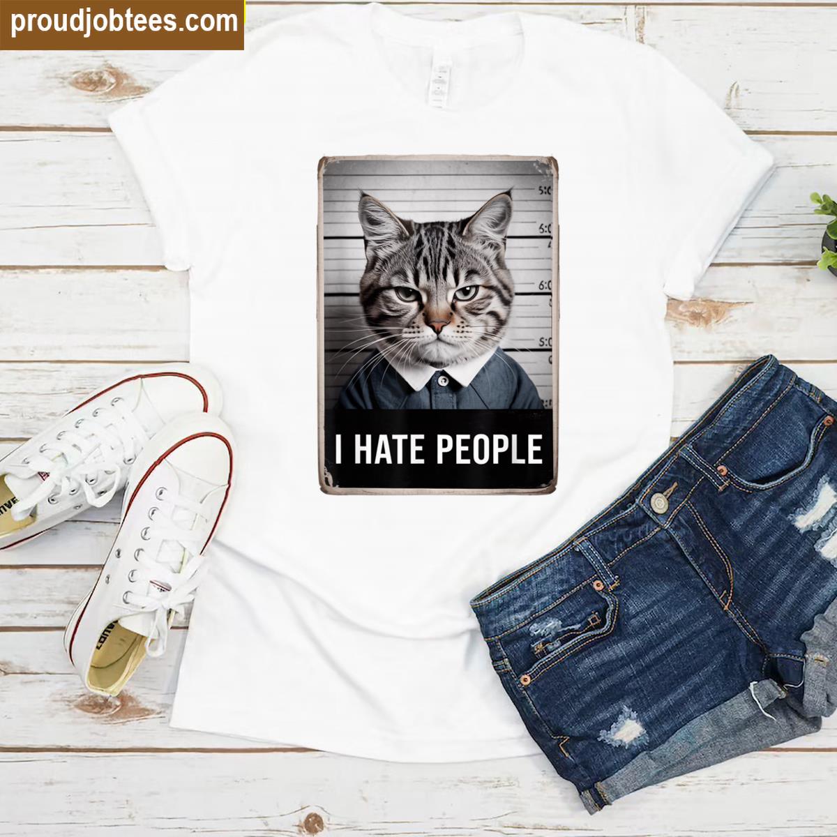 I Hate People Cat Police Gift Shirt
