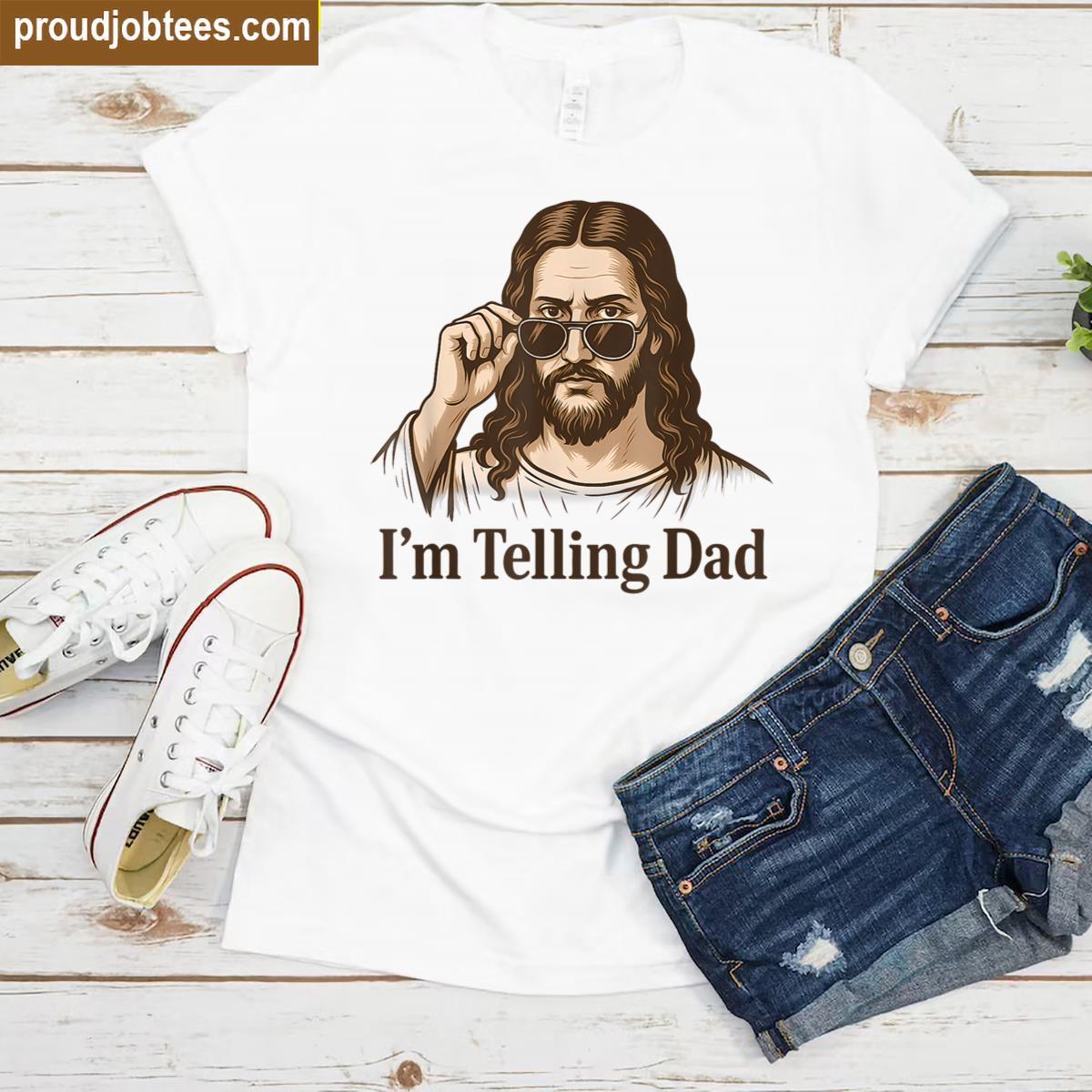 Jesus Wearing Sunglasses Dad Tee Shirt