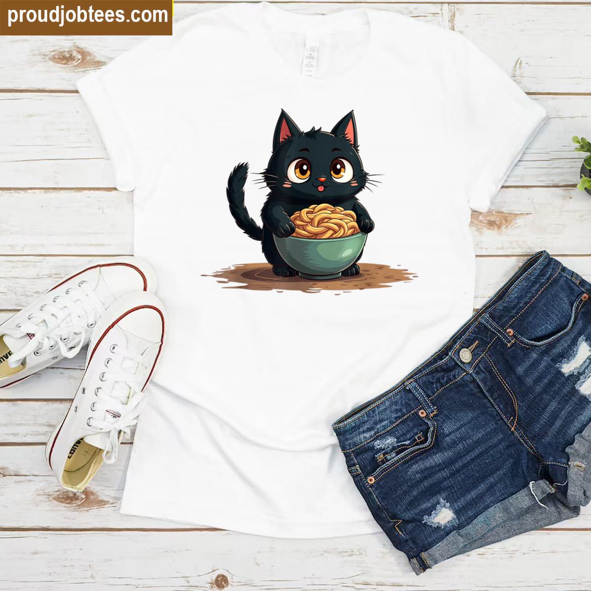 Kawaii Cat Tee Ramen Lovers Shirt